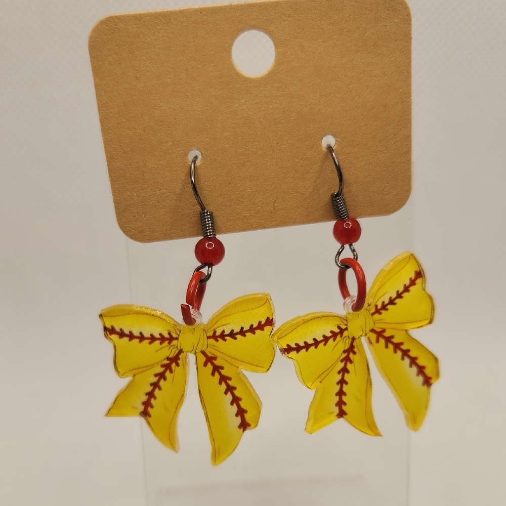 Softball Bow Earrings